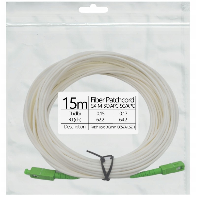 Patchcord światłowód kabel SC/APC-SC/APC 15m simpl Patchcord światłowód kabel SC/APC-SC/APC 15m simpl